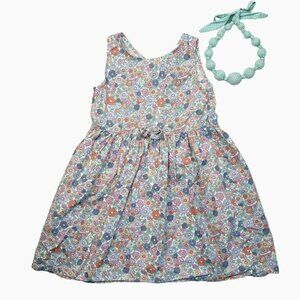 H&M Floral Dress & Peppercorn Kids Necklace Size 4-6